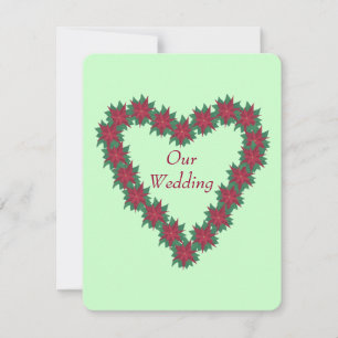 Poinsettia Heart Christmas Wedding Invitations