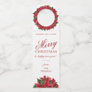 Poinsettia Holiday Bottle Hanger Tags