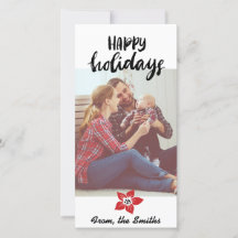 Poinsettia Holiday Card - Add your own photo