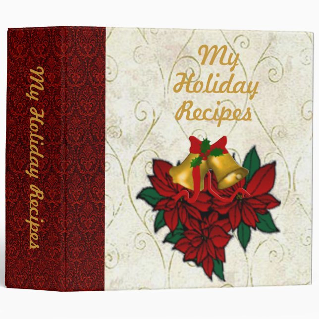 Poinsettia Holiday Recipe Binder (Front/Spine)
