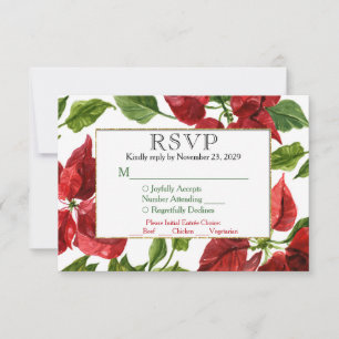 Poinsettia Holiday RSVP Wedding Response w/ Meal