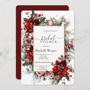 Poinsettia Holiday Winter Bridal Shower  Invitation