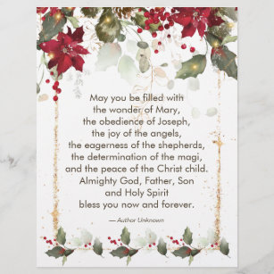 Poinsettia Holly Christmas Prayer Letterhead