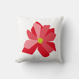 Poinsettia Illustration Throw Pillow