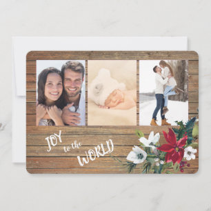 Poinsettia Joy to the World Four Photo Template