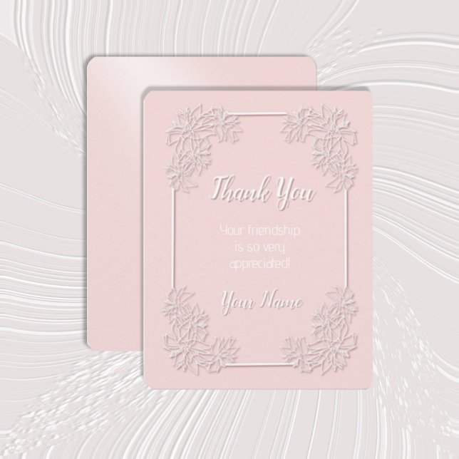 Poinsettia Lace Pink Blush Thank You Card (Creator Uploaded)