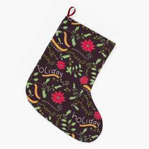 poinsettia large christmas stocking