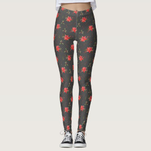 Poinsettia Leggings Motifs de Noël