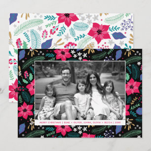 Poinsettia Magic Pink Christmas Holiday Photo Card