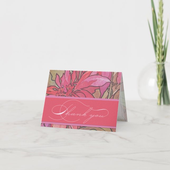 Poinsettia Mariage de vacances Merci Cartes de not (Devant)