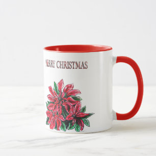 POINSETTIA MERRY CHRISTMAS ART MUG