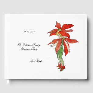 Poinsettia Merry Christmas Party Cute Flower Girl Guest Book