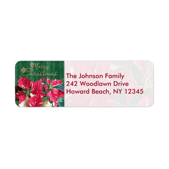 Poinsettia Merry Christmas Return Address Labels