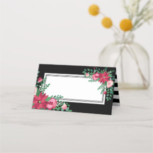 Poinsettia & Mistletoe   Winter Wedding   Names Place Card
