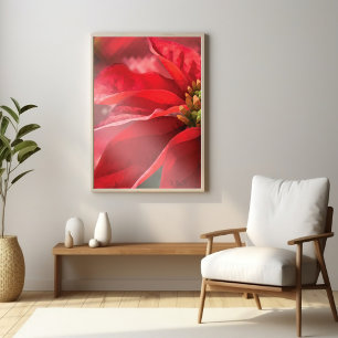 Poinsettia moderne haute poly Art mural botaniqu