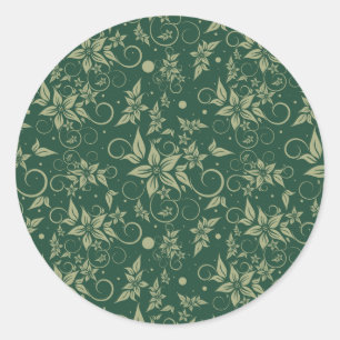 Poinsettia on Green Background Classic Round Sticker