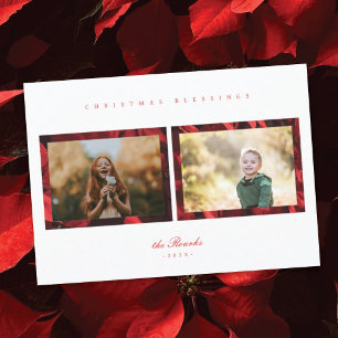 Poinsettia Petals Frame 2 Photo Christmas Card