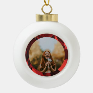 Poinsettia Petals Frame Photo Christmas Ornament