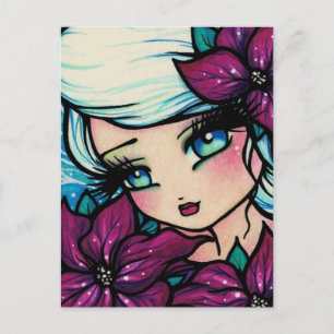 Poinsettia Pixie Christmas Fairy Snow Postcard