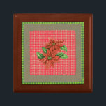 Poinsettia Plaid Red Green Tartan Rustic Layers Gift Box<br><div class="desc">This is a perfect decorative design for Christmas or winter holiday themed celebrations. The layers in the designs are made up of tartan plaid patterns in seasonal shades of bright red and green with a layer of burlap and topped with a vintage illustration of a Christmas Poinsettia flower. Designed by...</div>