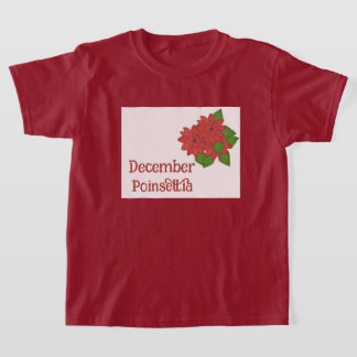 Poinsettia Plant Watercolor December Birthday Kids T-Shirt
