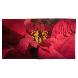 Poinsettia red Christmas flower Pillowcase