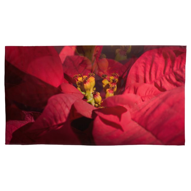 Poinsettia red Christmas flower Pillowcase (Front-Left)