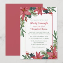 Poinsettia Red Floral Elegant Christmas Wedding
