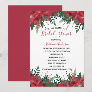 Poinsettia Red Winter Christmas Bridal Shower Invi Invitation