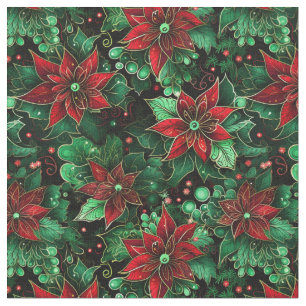 Poinsettia Repeat Christmas AI Generated Pattern Fabric