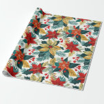 Poinsettia Retro Festive Christmas Wrapping Paper<br><div class="desc">We love traditional red and white poinsettias on Christmas gift wrapping papers. But it is time to break out for a change! We have some fun and festive colours of more unusual reds, yellows, and oranges. They come from a retro illustration design that brings out some different, but we think,...</div>
