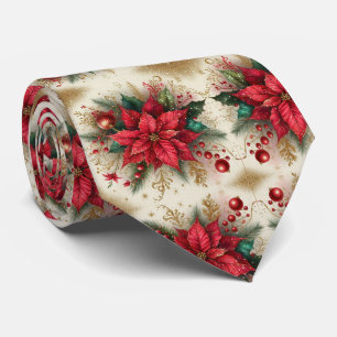 Poinsettia rouge de Noël avec cravate pour hommes