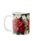 Poinsettia rouge festive avec Mug de Noël or