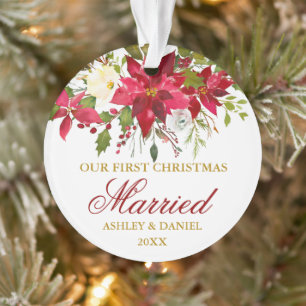 Poinsettia Rouge Floral Or Premier Noël Marié