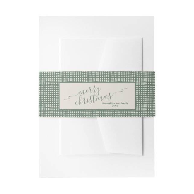 Poinsettia Sage Ivory Christmas Invitation Belly Band (Front Example)