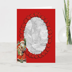 Poinsettia Santa Holiday Card