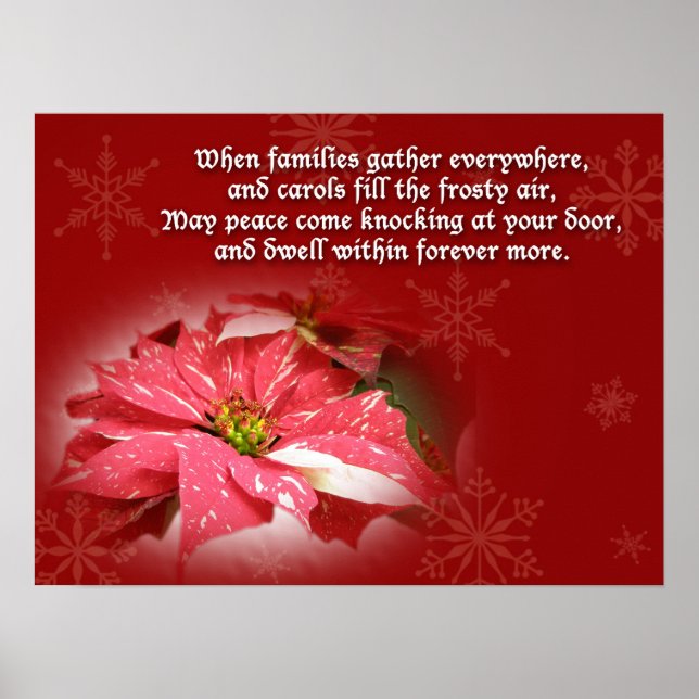 Poinsettia sur Red With Poem Poster (Devant)