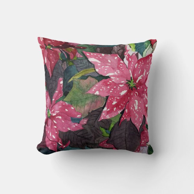 Poinsettia Throw Pillow (Front)