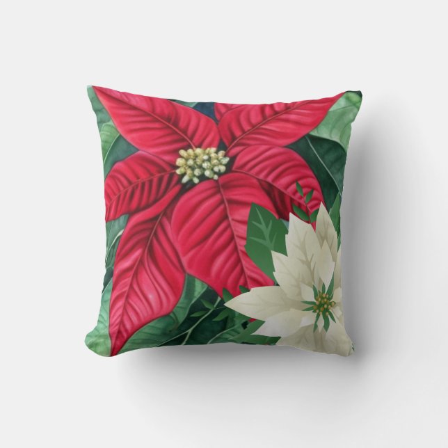 Poinsettia Throw Pillow (Front)