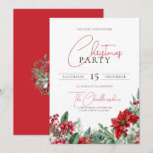 Poinsettia Watercolor Christmas Party