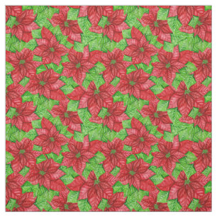 Poinsettia watercolor Christmas pattern Fabric