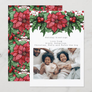 Poinsettia Winter Flower Photo Personalized Card