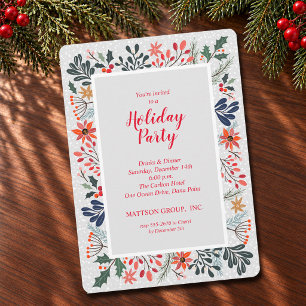 Poinsettia Winter Flowers Holiday Invitations