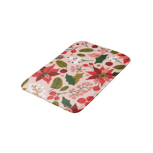 Poinsettia winter holiday bath mat