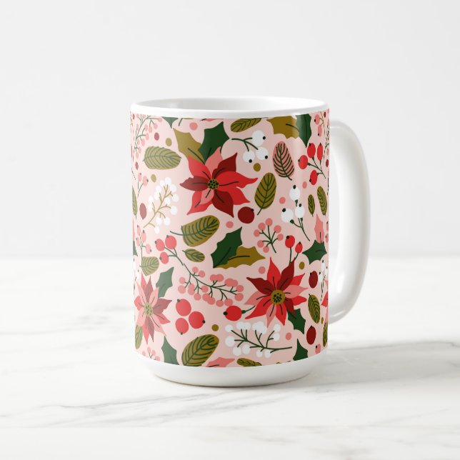 Poinsettia winter holiday mug (Front Right)