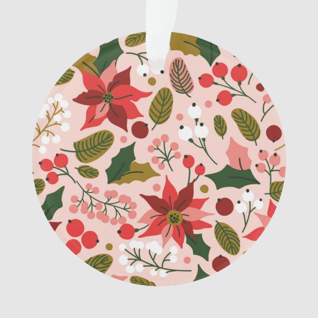 Poinsettia winter holiday ornament (Front)