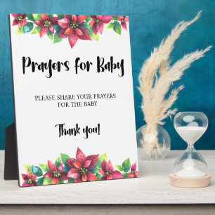 Poinsettia Winter Holiday Prayers for Baby Sign  Plaque