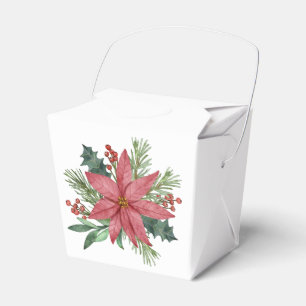 Poinsettia Winter Wedding Red Floral Christmas Favor Box