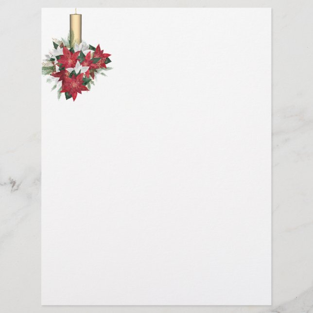 Poinsettia with Candle Bouquet Letterhead (Front)