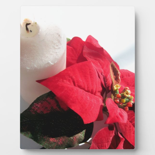 Poinsettia with Candle Plaque (Front)